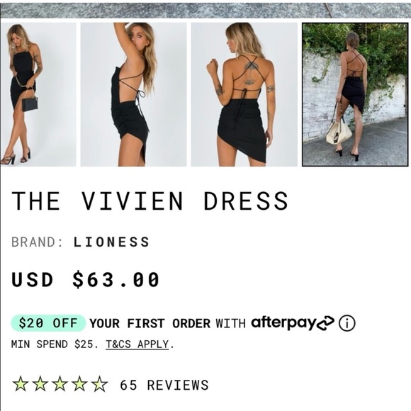 The Vivian Dress - Lioness Princess Polly black size 6 NWT - Picture 4 of 7